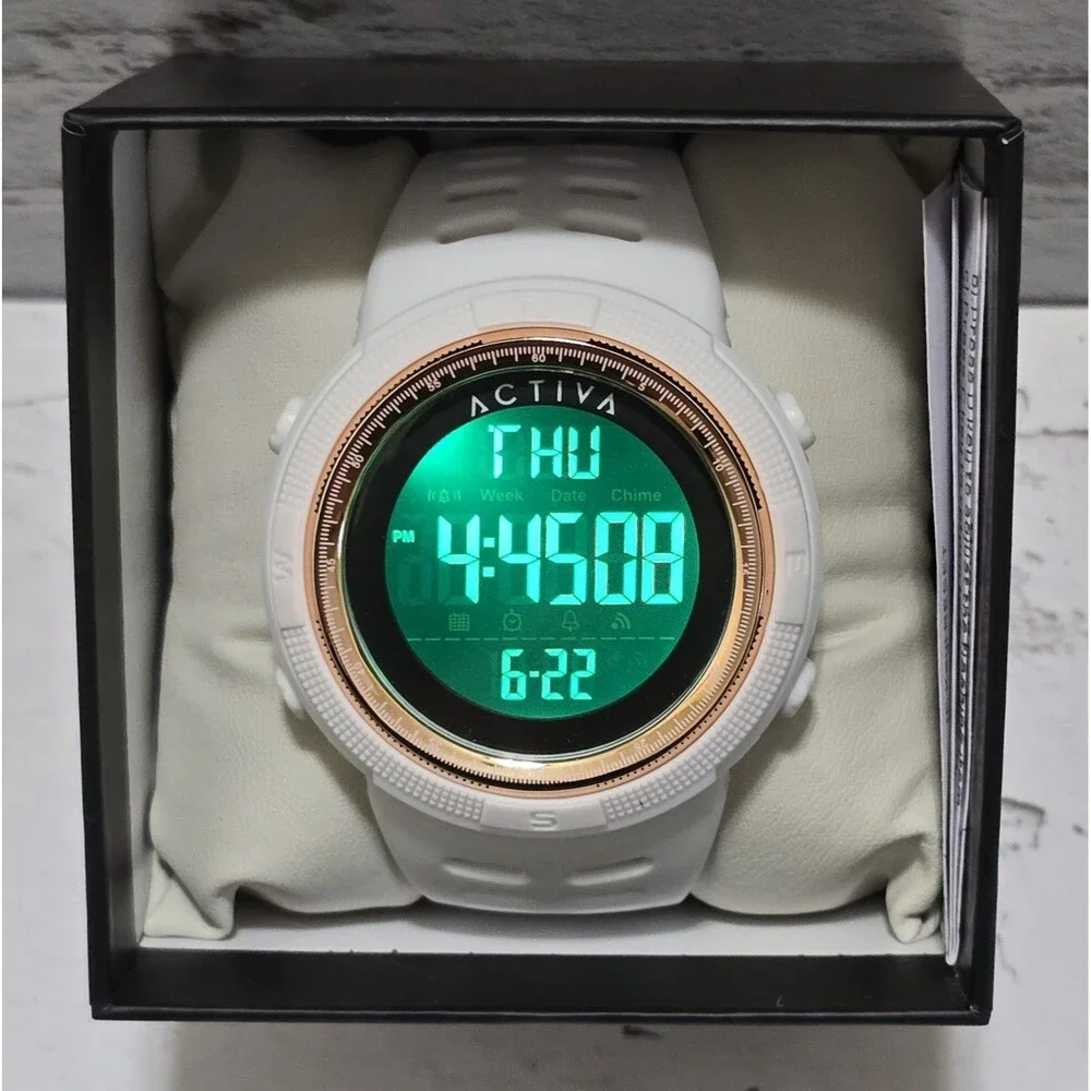 Activa X Invicta Men’s 50mm Digital Sport Watch White ACW1915-013 Brand New